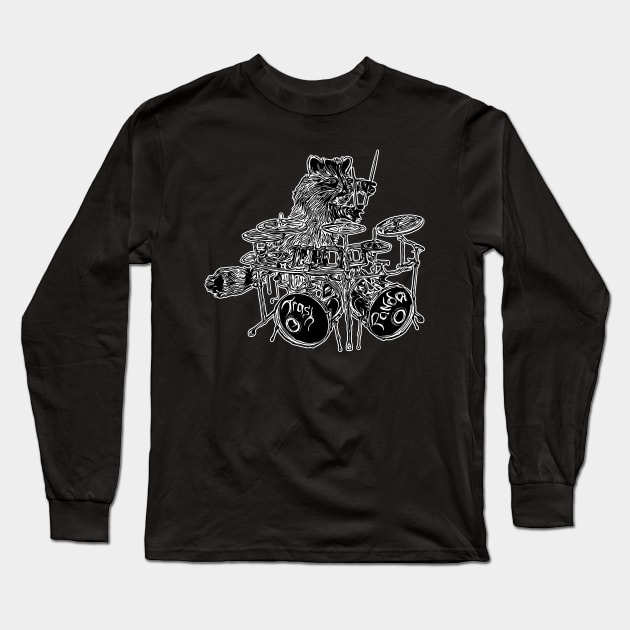 Trash panda drummer musician raccoon Long Sleeve T-Shirt by LastViewGallery